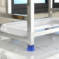 Pan Stand and Pot Lid Organizer for Home Cook, 304 Stainless Steel Cutting Board Holder with Thick Tray Rack