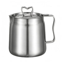Matching Lid Stainless Steel Oil Filter Pot Side Handle Oil Filter Pot Loop Knob Grease Container Silver Finish