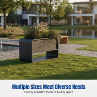 Outdoor Iron Planter Box, Galvanized Steel Divider Combo, Minimalist Design for Commercial Streets and Roadsides