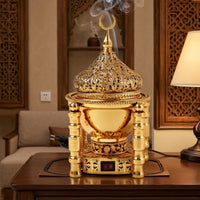 Electric Incense Burner Ornate Incense Burner with Lid Warmer Metal Filigree for Prayer Room, Home