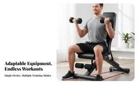 Multi-Functional Adjustable Weight Bench Full-Body Workout Adjustable Utility Bench with Pulley Sturdy Construction Weightlifting Chair Comfortable Padding for Home Gym Users, Men, Adults, Strength Training, Muscle Building, Garage