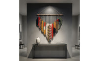 Handwoven Leaf Wall Hanging Layered Tapestry with Wooden Dowel Bohemian Woven Wall Hanging Decorative for Bedroom
