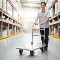 Foldable Heavy Duty Flatbed Trolley Quiet Wheels Folding Platform Truck Wear-Resistant Casters Steel Push Vehicle Dolly Easy Storage for Warehouse, Garage, Office