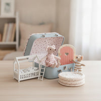 Compact Travel Suitcase Dollhouse Mini Dollhouse Playset with Travel Suitcase Screennon-Digital Carry Case Playset Handy for Toddlers