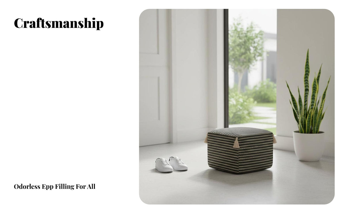 Multi-Functional Woven Pouf multi-use Use Ottoman Comfortable Footstool Soft Filling for Homeowners, Adults, Interior Design aficionados, Living Room, Bay opening, Balcony, Entryway
