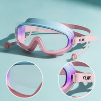 Clear Lens Swimming Goggles with Earplugs Soft Nose Bridge Swim Goggles with Earplugs Anti-Fog Eyewear Protective for Swimmers