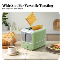 Defrost Function Automatic Eject Toaster Fast Toasting 2-Slice Toaster Removable Crumb Tray for Students, Dorm Room, Office