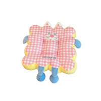 Multifunctional Velvety Chair Pad Embroidered Face Round Velvety Pillow for Students, Office Workers, Dorm Room, Bedroom, Reading Nook