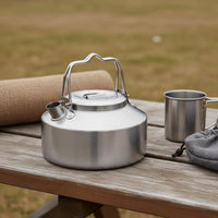 Ultralight Stainless Steel Camping Kettle Lightweight Stainless Steel Camp Kettle Compact Portable Tea Pot Easy to Clean for Campers, Hikers, Travel, Picnic