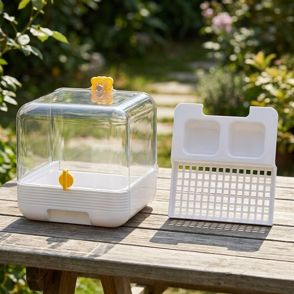 Small Bird Bath and Enclosed Bathing Parrot Cage Accessory, Bird Cage Accessory for Budgies Parrots Hygiene and Grooming
