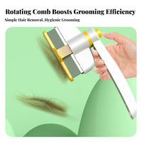 Push Button Release Self-Cleaning Pet Brush High-Density Rotating Head Cat Comb Skin-Friendly Pins for Cats, Dogs, Home, Indoor