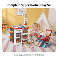 Working Scanner Supermarket Checkout Playset with Cart Battery Operated Toy M Single Y Register and Shopping Cart Fun Gift Toy M Single Y Register Set Safe Child-Friendly Design for Girls, Preschoolers, Toddlers, Indoor, Playroom, Daycare, Home