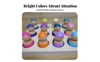 12 Pieces Stackable Montessori Type Figures Rainbow Wood Peg Dolls Develops Fine Movement Skills for Toddlers, Kids, Preschool, Daycare