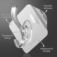 Bedroom and Closet Organization Multi-Hook Strip Hook for Students, Transparent Sticky for Bathroom with Strong Grip