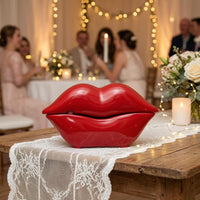 Rechargeable Lip-Shaped Voice Message Device Glossy Red Tabletop Voice Message Box Plastic Home Gadget Re-Recordable