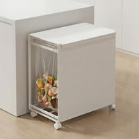 Three-Compartment Covered Trash Sorting Rack with Wheels, Indoor/Outdoor Garbage Bag Holder