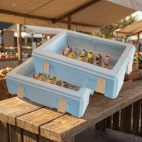 2 Pieces 24L Rectangular Insulated Box Molded Side Panels Insulated Food Box Large Capacity Hot Cold Food Holder