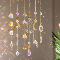 6 Pcs Suncatcher Set, Hanging Sun Catchers Indoor Window, Modern Minimalist Decor with Rainbow Illumination Effects, 43cm Glass & Metal