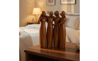 Carved Resin Figurine with Wood-Grain Look Modern Sculpture of Female Figures Decorative Tabletop Figurine Artistic for Women, Bedside Table