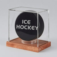 Hockey Puck Display Case with Wooden Base Acrylic Hockey Puck Display Case Transparent for Office