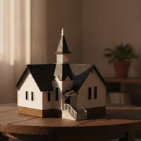 Model with Steeple 1:64 Scale Model Detailed Building for Hobbyists, Collectors, Dioramas, Tabletop Displays