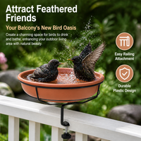 Balcony Railing Birdbath, 26.5cm Water Bowl for Outdoor Balcony, Easy Cleaning & Installation, Terracotta Brown