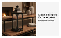 Wrought Iron Candle Lantern Romantic Atmosphere European Design Floor Lantern Antique Finish Vintage Pillar Candle Holder for Wedding, Aisle Marker