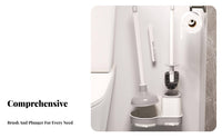 Toilet Brush and Plunger Set Space-Saving Design Toilet Plunger and Bowl Brush Combo Convenient Organization Triple-Tool Lavatory Cleaning Set