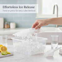 Stackable Ice Cube Tray with Storage Bin and Scoop, Food-Grade Silicone Ice Maker for Freezer, Large Capacity