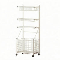 Sports Gear Organizer Storage Unit Carbon Steel Rolling Sports Rack Three-Tier Storage Rack Tall Ball Storage Storage Unit