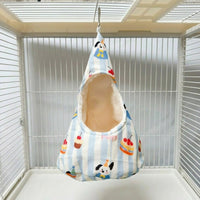 Linen Pet Hammock and Guinea Pig Bed, Triangular Guinea Pig Bed for Hamsters and Rats, Warm Fleece Lined Winter Swing with Hook Mounting