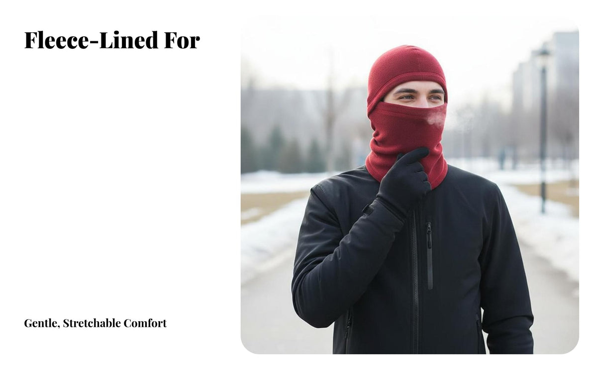 Windproof Neck Gaiter Face Covering Breathable Fleece Balaclava Skin-Friendly Windproof Face Covering for Cyclists, Skiers, Motorcycle Riding, Skiing