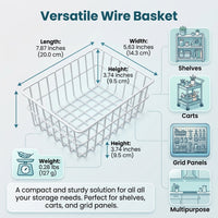 Stainless Steel Wire Basket for Hanging Storage, Mesh Organizer for Retail Display and Kitchen Cupboards, Management