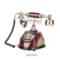 Mahogany Finish Message Recorder Phone Gold-Tone Hardware Vintage Rotary Telephone Metal Accents Decorative Filigree Telephone