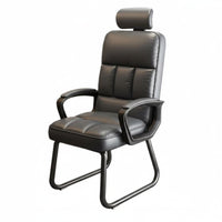Thick Cushion High-Back Sled Base Seat Stable Framework Sled Base Armchair Ergonomic Design Computer Chair Adjustable Headrest for Executives, Telecommuting Workers, Students, Reception Area, Study Room