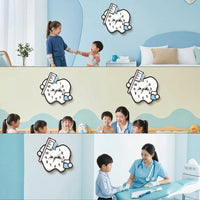 Oral Health-Themed Wall Clock Easy-to-Read Tooth Shaped Clock Hanging for Pediatricians, Kids, Pediatric Office, Classroom