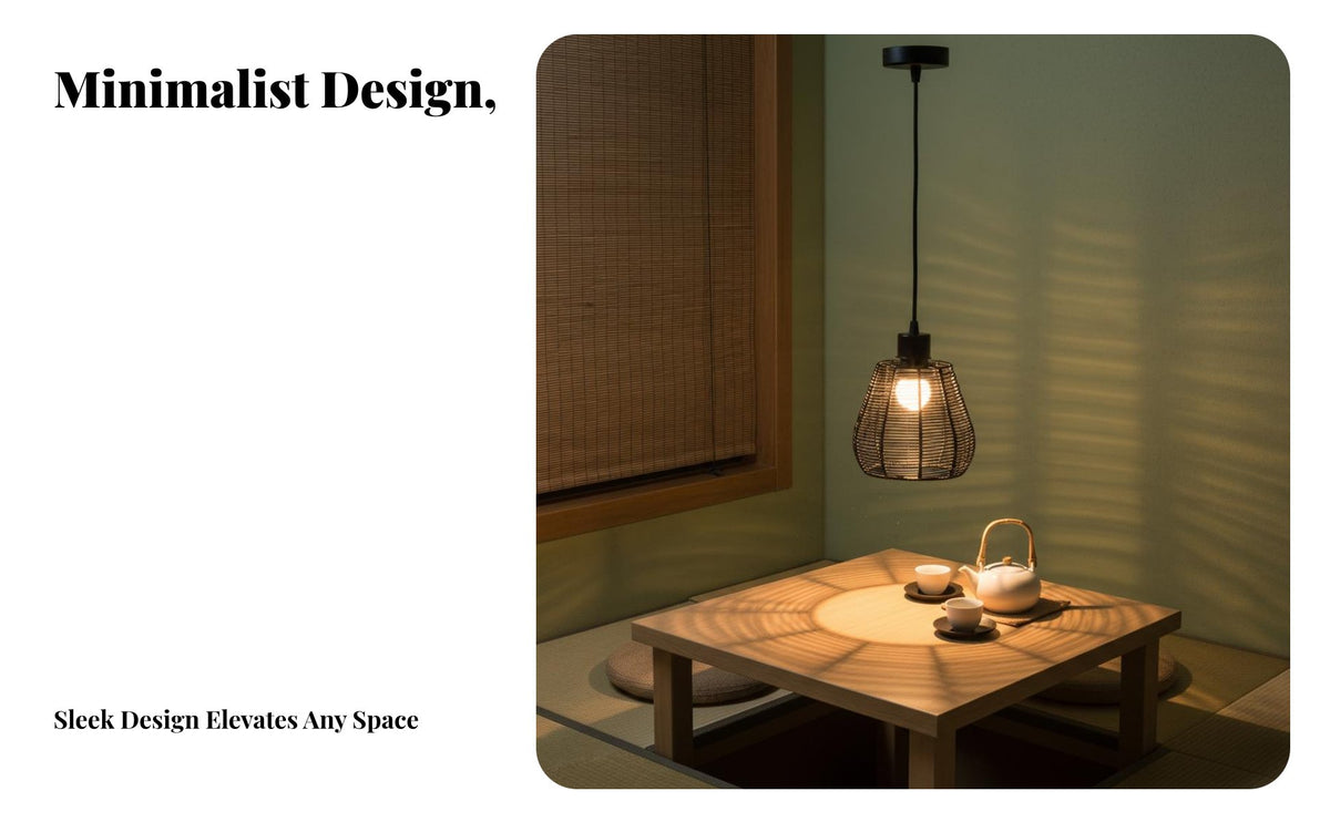 Rattan Pendant Light Tranquil Design Woven Pendant Lampshade Japanese Design Rattan Hanging Lamp for Teahouse, Restaurant, Dining Room