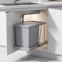 Space-Saving Under-Sink Cabinet Trash Bin Concealed Pull-out Trash Can with Single Container Easy Access Cabinet Waste Bin with Lid Organized