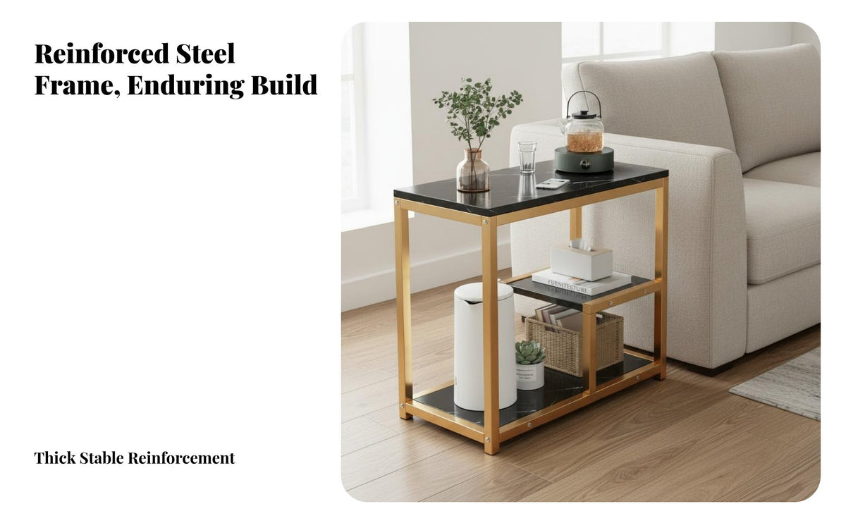 Modern Design Two-Shelf Side Table Space-Saving Household Furniture Multi-Layer Storage Versatile Use for Apartment Dwellers, Homeowners, Home Decorators, Living Room, Small Areas, Bedroom, Balcony