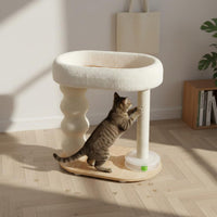 Cat Climbing Structure with Bed and Toy Built-in Hanging Toys Cat Climbing Playhouse Multi-Functional Pet Furniture for Small Areas