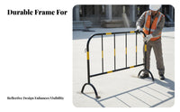 Movable Guardrail Stable Feet Heavy Duty Steel Barrier Sturdy Portable Steel Barrier for Road Work Areas, Public Events, Parking Lots