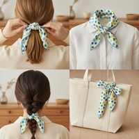Hand-Painted Polka Dot Mulberry Silk Scarf for Hair and Neck Decoration