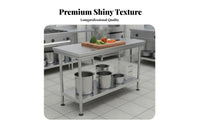 Rust Resistant Commercial Kitchen Prep Table Easy to Clean Commercial Food Prep Table Solid Tabletop Heavy Duty Metal Workbench Stable Design for Restaurant Team, Home Cooks, Homeowners, Catering, Workshop, Garage