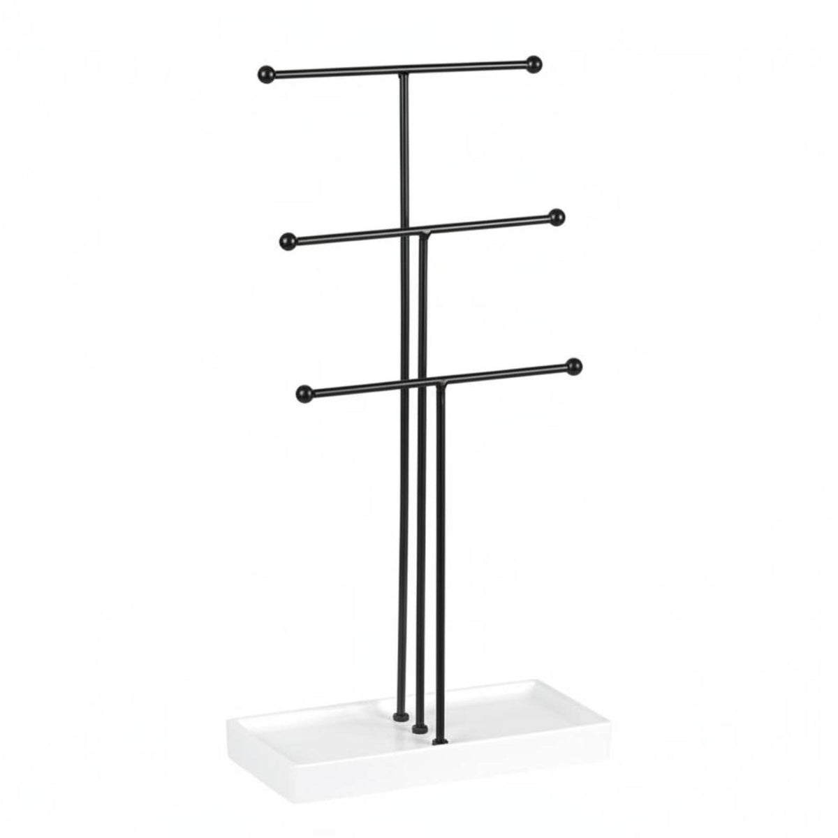 Jewelry Stand Holder Display with Ball Finials Standing Necklace Holder with Rectangular Base Tall Organizer for Vanity, Retail