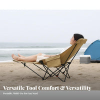 Foldable Design Adjustable Lounger with Leg Rest adaptable Reclining Camp Lounger with Footrest sturdyDuty Frame Folding Recliner Padded Headrest for removeice Workers, Beachgoers, Beach, Fishing, Camping, spineyard