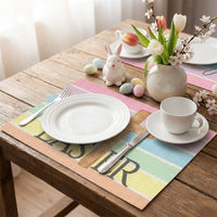 Easter Placemat Festive Bunny Placemat Washable Printed Linen Table Mat for Home Restaurant Holiday Party