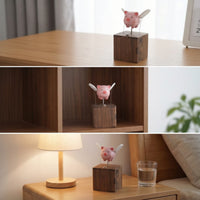 Wooden Soaring Swine Sculpture Solid Wood Mini Wooden Animal Figurine Compact Soaring Swine Statue for Bookshelf