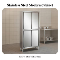Large Capacity Sliding Door Food Cabinet Anti-Rust Stainless Steel Storage Cabinet Commercial Kitchen Cupboard Heavy Duty for Restaurant Professionals, Caterers, Business Owners, Hotel, Cafeteria, Warehouse
