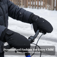 2 Pieces Warm kids' Ski Mittens Windproof Fleece Lined Snow Mittens Anti-Slip Palm for Students, Babies, Outdoor, Cold Weather, Snowboarding
