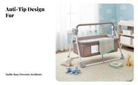 Distant-Operated Controlled Electric Rocking Bassinet Built-in Music Ambient Sound Automatic Rocking Bassinet 5-Speed Control Baby Cradle Foldable Design for Newborns, Infants, New Parents, Bedside, Naptime, Bedroom, Living Room